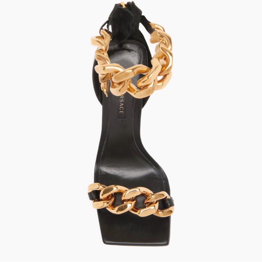 AUTH BNWT Versace Leather Chain & High Heel Sandals! Sz 40 - Picture 5 of 5